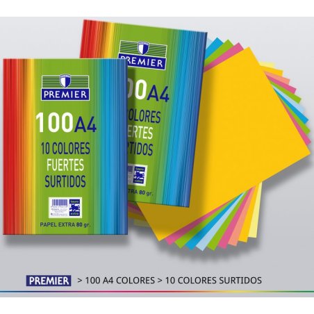PAPEL MULTIF. TAURO A4 80GR. COLORES SURTI P/100H 