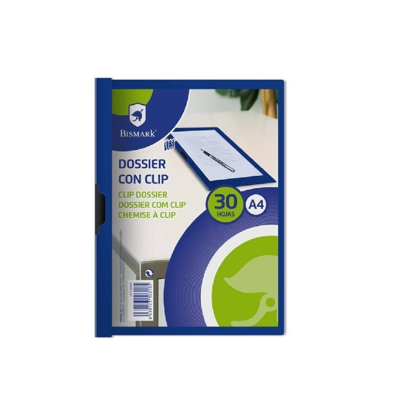 DOSSIER CON CLIP METALICO BISMARK 30H. AZUL