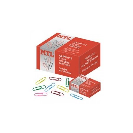 CLIPS COLORES PLASTIFICADOS MTL 33MM C/100