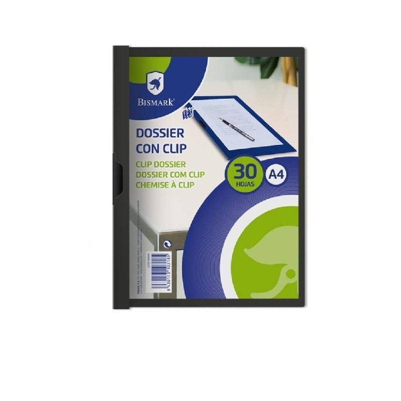 DOSSIER CON CLIP METALICO BISMARK 30H. NEGRO