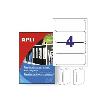ETIQUETA PARA ARCHIVO BLANCO APLI 190X61MM C/100