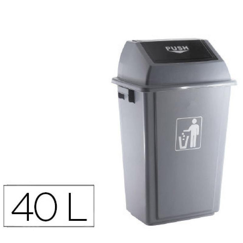 PAPELERA CONTENEDOR Q-CONECT CON TAPA BALANCIN 40L