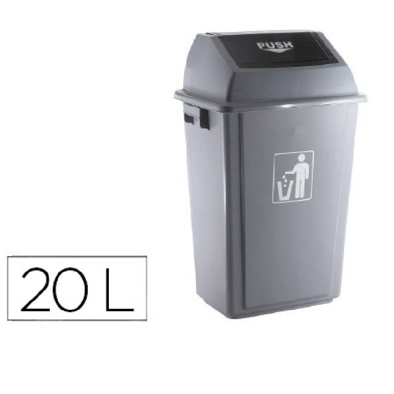 PAPELERA CONTENEDOR Q-CONECT CON TAPA BALANCIN 20L