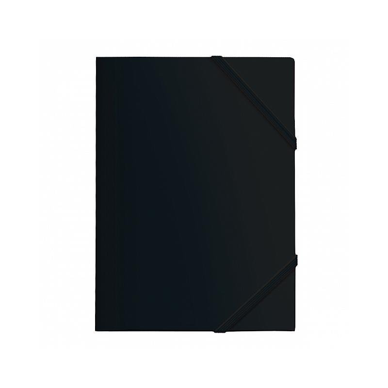 CARPETA CON GOMAS Y 3 SOLAPAS FOLIO PP DOHE NEGRO