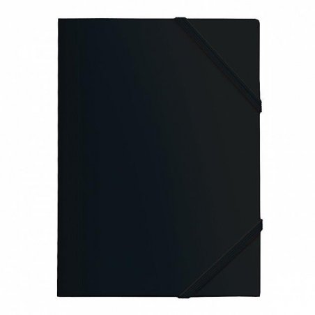 CARPETA CON GOMAS Y 3 SOLAPAS FOLIO PP DOHE NEGRO