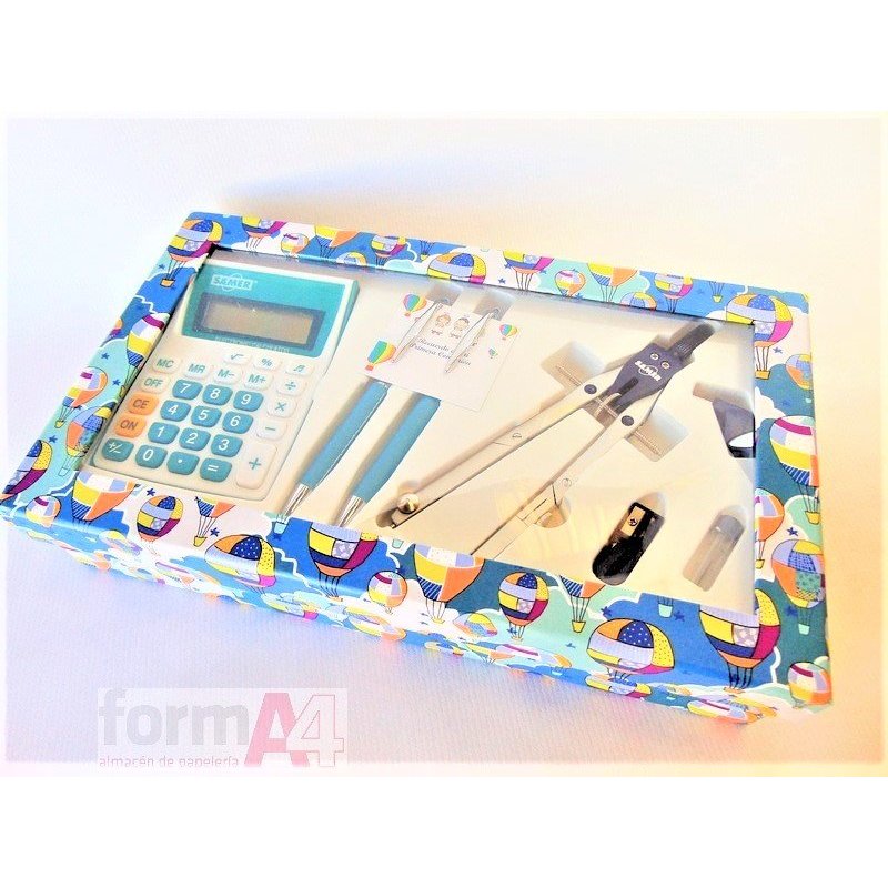 KIT CAJA FIESTA CALCU. 2 ESCRIT.BIGOT.AZUL