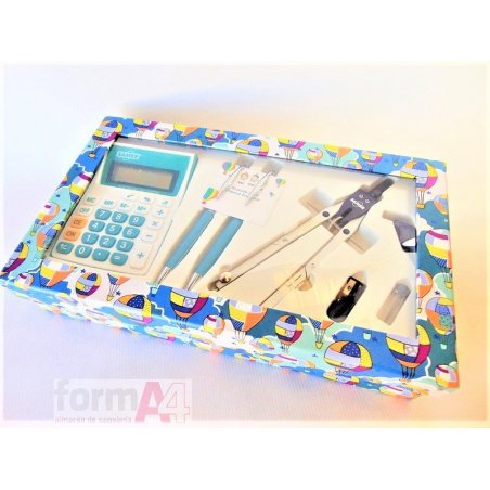 KIT CAJA FIESTA CALCU. 2 ESCRIT.BIGOT.AZUL