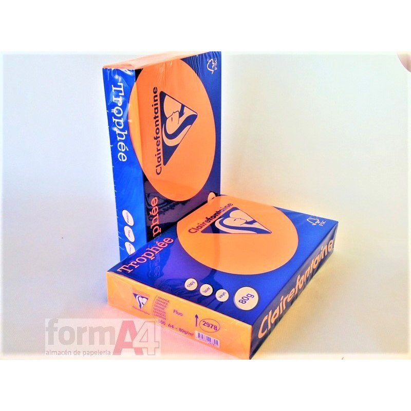 PAPEL TROPHEE A4 80 GR. NARANJA NEON P/500