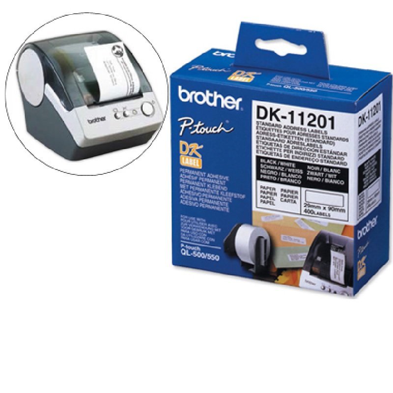 ETIQUETA PRECORTADA BROTHER 29X90MM NG/BL DK11201