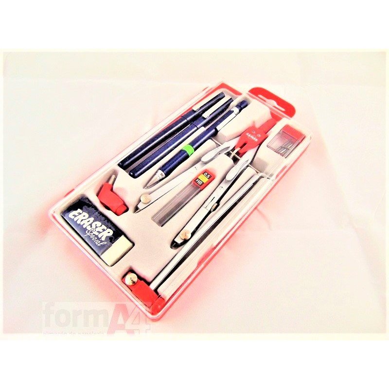 CAJA BIGOTERA/2 ROLLER /PORTAMINAS ROJO