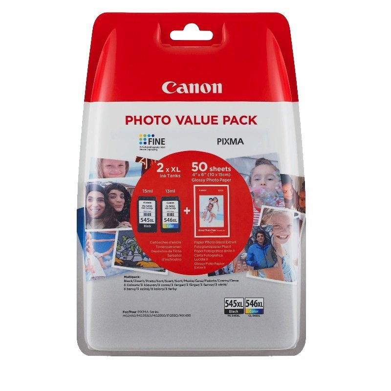 CANON CARTUCHO PG545XL+CL546XL+PAPEL FOTO 50H.