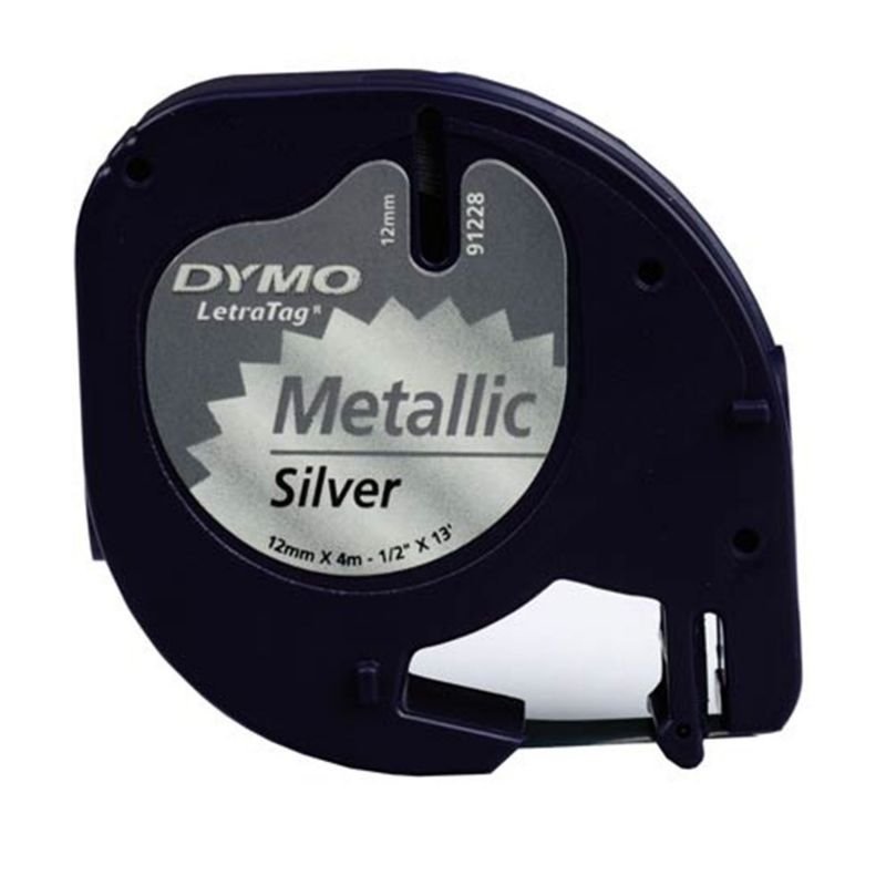 CINTA DYMO LETRATAG PLASTICO 12MMX4M. PLATA METALI