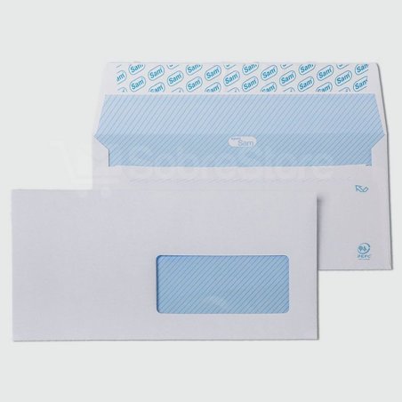 SOBRE AMERICANO BLANCO AUTOSAM V/D 115X225MM C/500