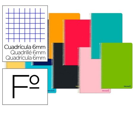 CUADERNO ESPIRAL LIDERPAPEl FOLIO 80H. CUADROS 6MM