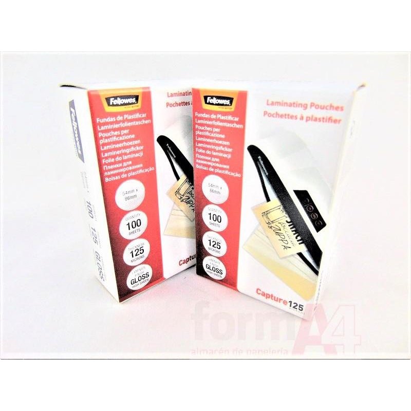 CARTERA PLASTIFICAR FELLOWES 54X86MM.125m. C/100