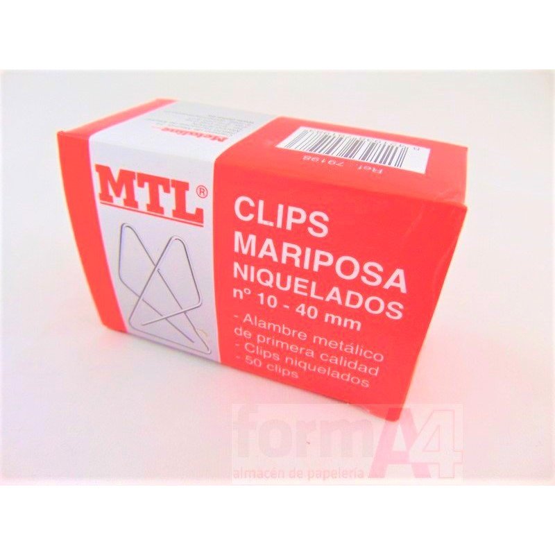 CLIPS MARIPOSA MTL Nº 10 40MM C/50