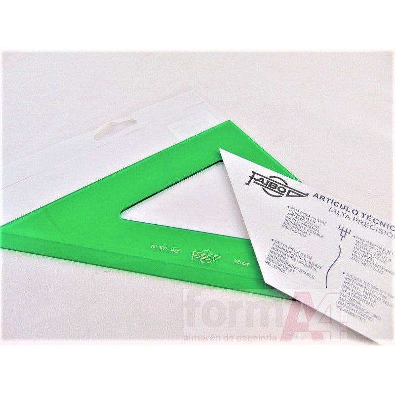 ESCUADRA VERDE SIN GRADUAR FAIBO 25CM.