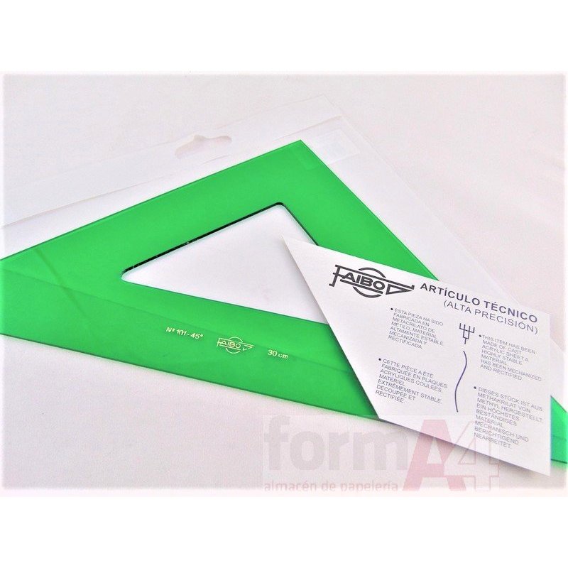 ESCUADRA VERDE SIN GRADUAR FAIBO 30CM.