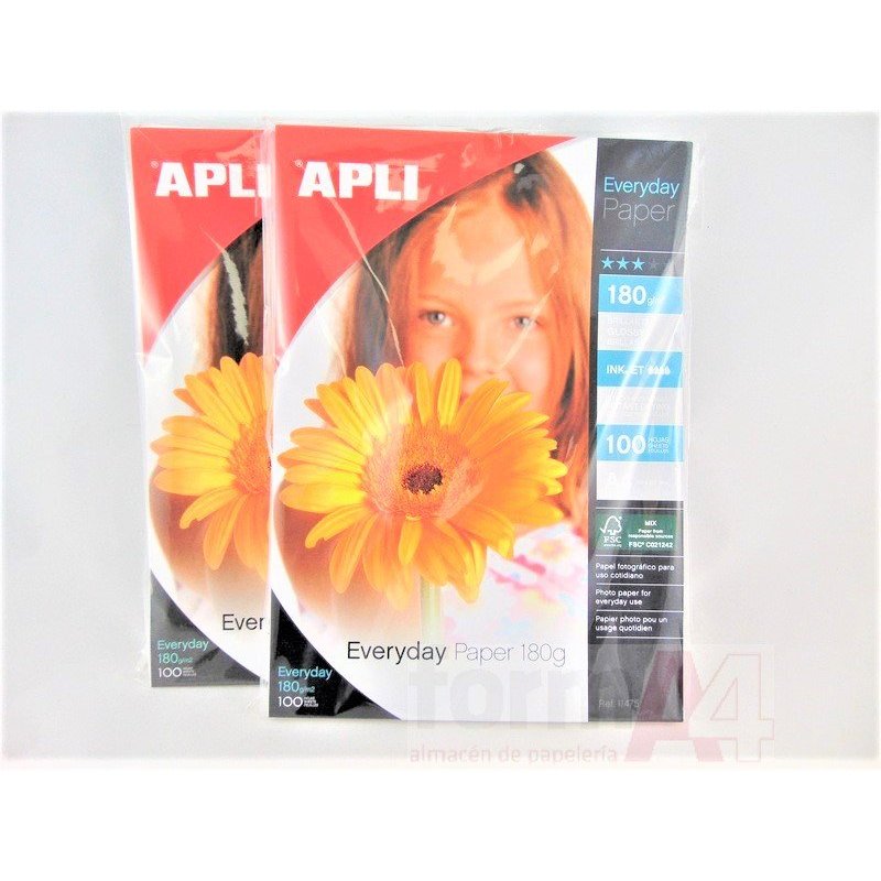 PAPEL FOTOGRAFICO APLI INKJET A4 180GR. P/100