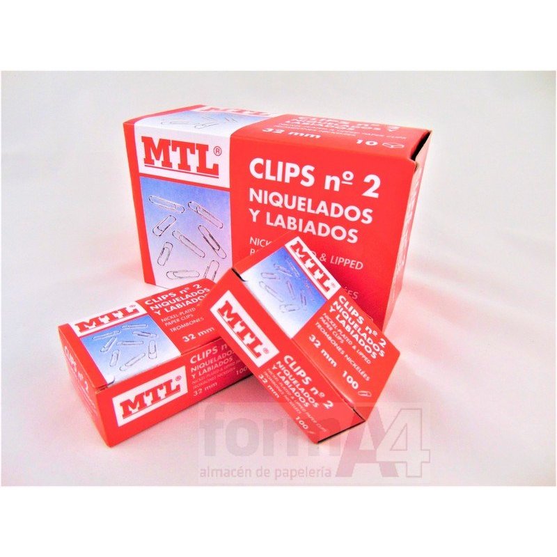 CLIPS NIQUELADOS MTL Nº 2 32MM C/100