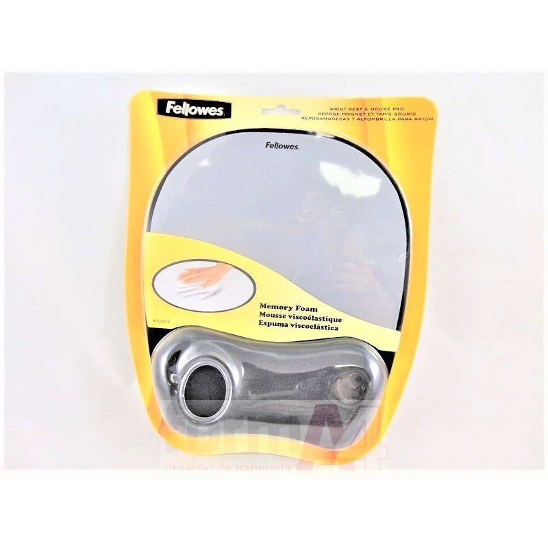 ALFOMBRILLA RATON+REPOSAMUÑECAS MEMORY FOAM PLATA