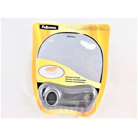 ALFOMBRILLA RATON+REPOSAMUÑECAS MEMORY FOAM PLATA