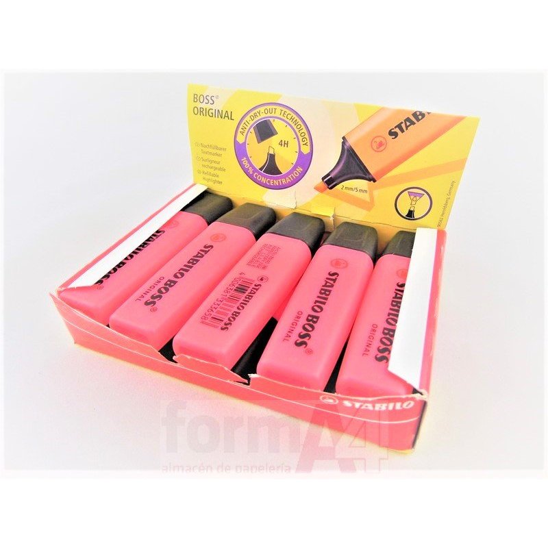 MARCADOR FLUORESCENTE STABILO BOSS ROJO