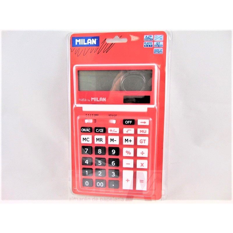 CALCULADORA MILAN SOBREMESA 12 DIG. ROJA
