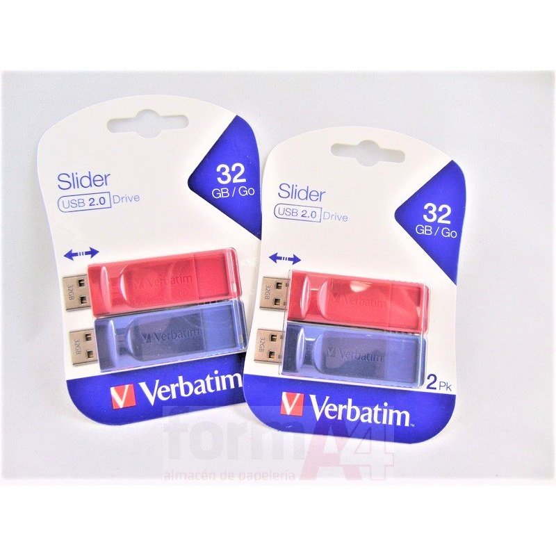 MEMORIA USB VERBATIM DRIVE ROJO Y AZUL 32GB  P/2