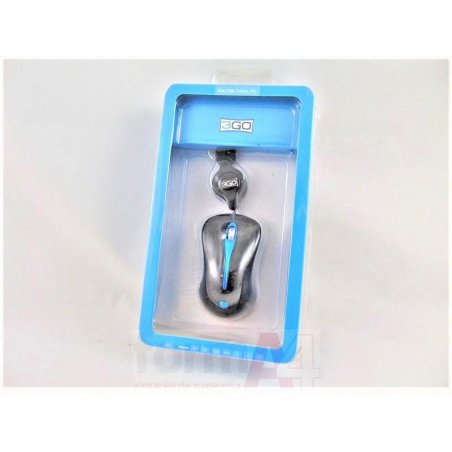 RATON OPTICO CON CABLE 3GO NANO USB AZUL/ NEGRO
