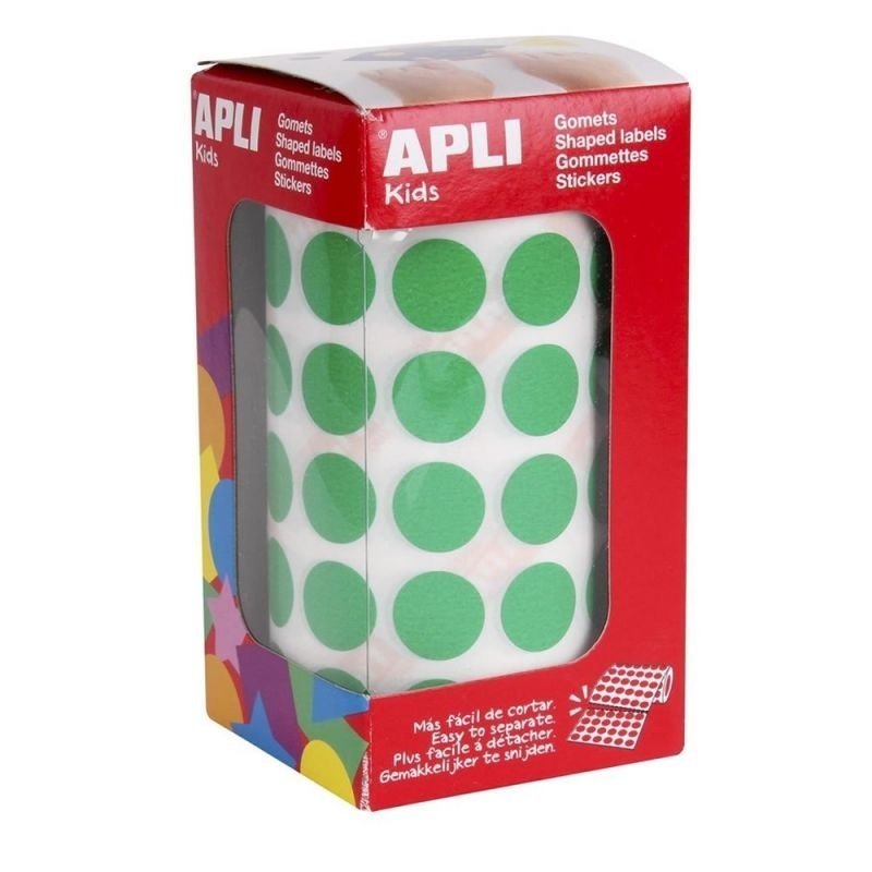 GOMET ADHESIVO APLI CIRCULOS VERDE 15MM R/2832