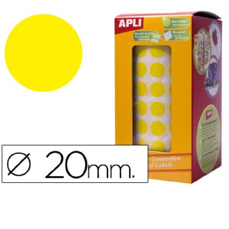 GOMET ADHESIVO APLI CIRCULOS AMARILLO 20MM  R/1770