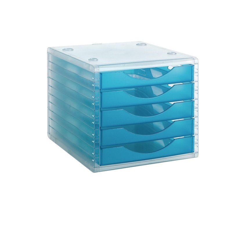 MODULO DE 5 CAJONES PLASTICO AZUL TRANSLUCIDO