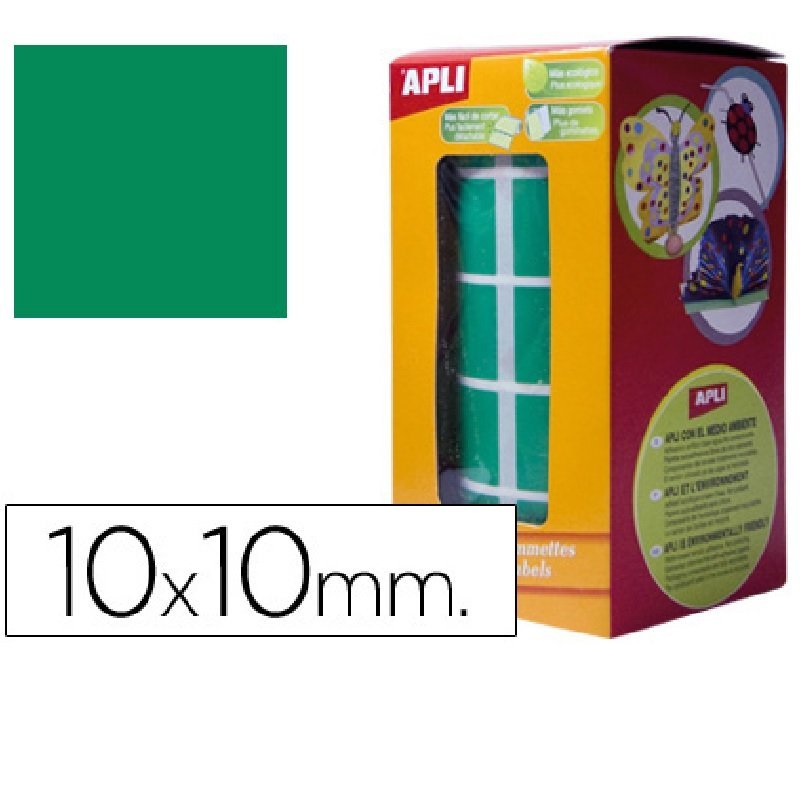 GOMET ADHESIVO APLI CUADRADO VERDE 10MM 
