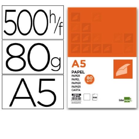 PAPEL MULTIFUNCION LIDERPAPEL A5 80GR. P/500H