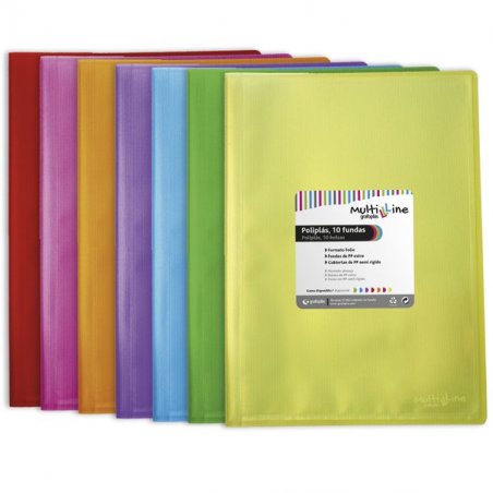 CARPETA CON 40 FUNDAS POLIPLAS MULTILINE FOLIO