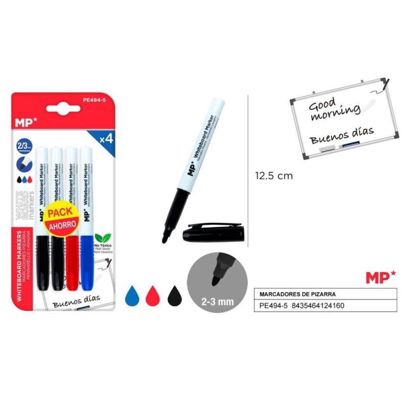 MARCADOR DE PIZARRA 2U NEGRO. 1U ROJO. 1U AZUL