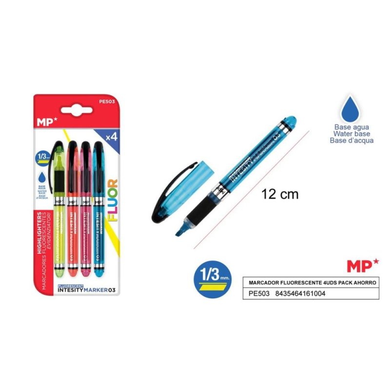 MARCADOR FLUORESCENTE 4UDS PACK AHORRO