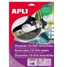 ETIQUETA ADHESIVA APLI CD/DVD 114MM.  B/50