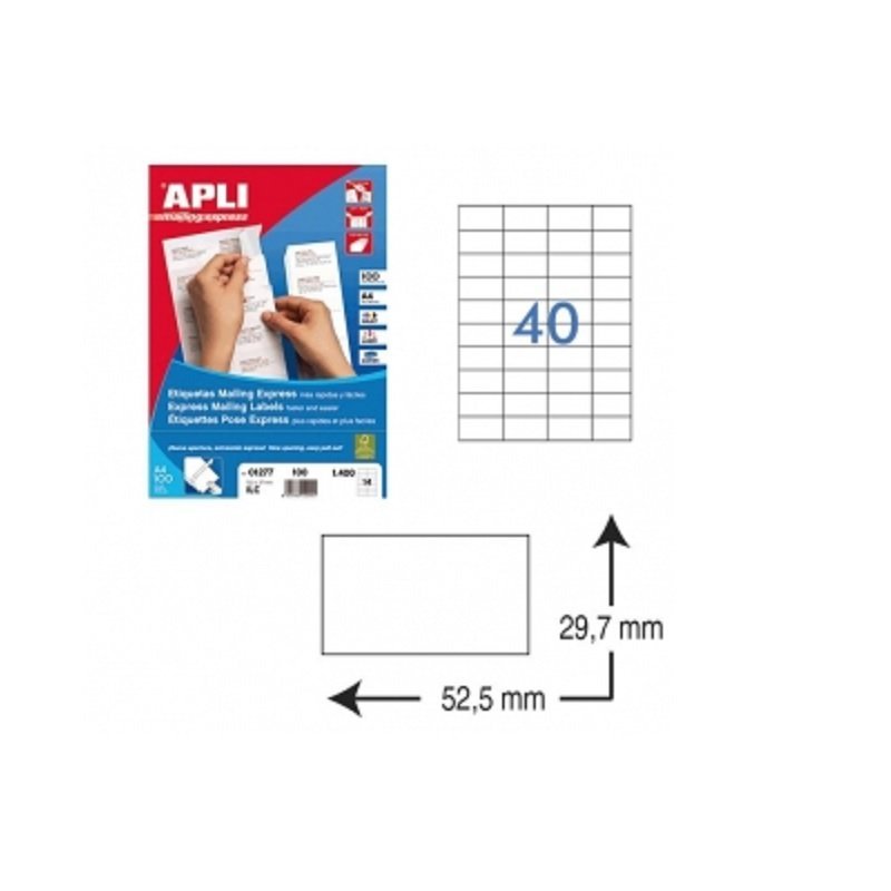 ETIQUETA ADHESIVA BLANCA APLI 52.5X29.7MM. C/10000