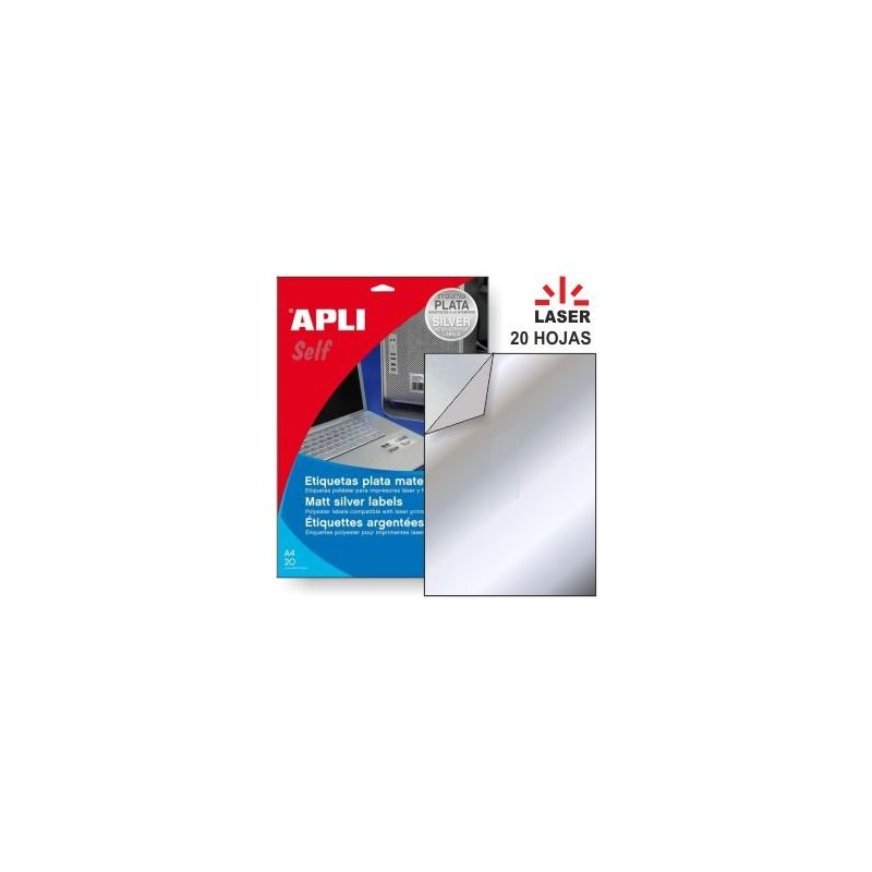 ETIQUETA ADHESIVA PLATA APLI 210X297 MM B/20