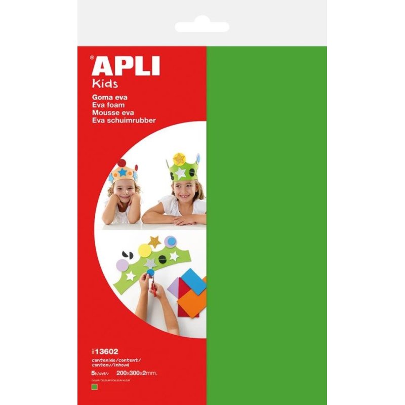 LAMINA EVA APLI 20X30CM. VERDE P/5H.