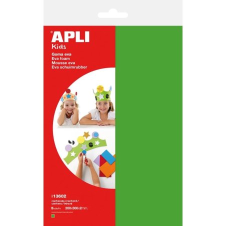 LAMINA EVA APLI 20X30CM. VERDE P/5H.