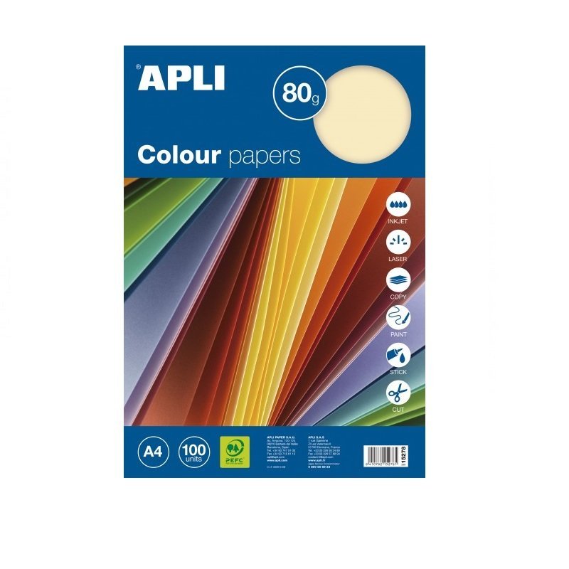 PAPEL MULTIF. LIDERPAPEL A4 80GR.  PASTEL P/100H 