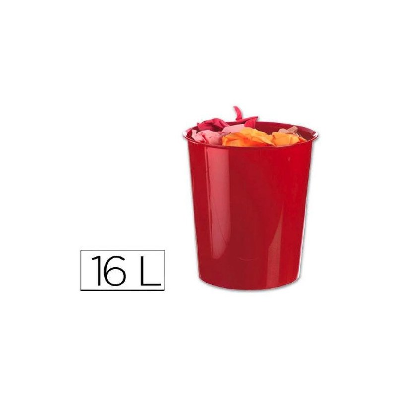 PAPELERA PLASTICO Q-CONNECT 16L. ROJO