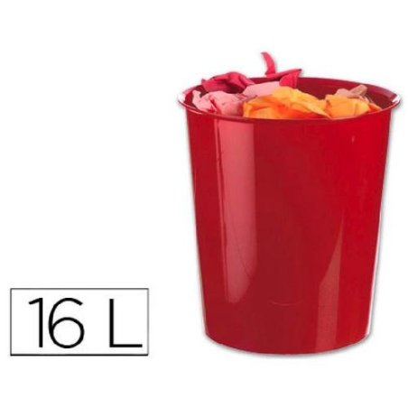 PAPELERA PLASTICO Q-CONNECT 16L. ROJO