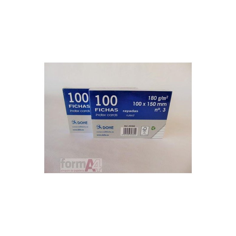 FICHA CARTULINA RAYADA DOHE Nº 3 P/100