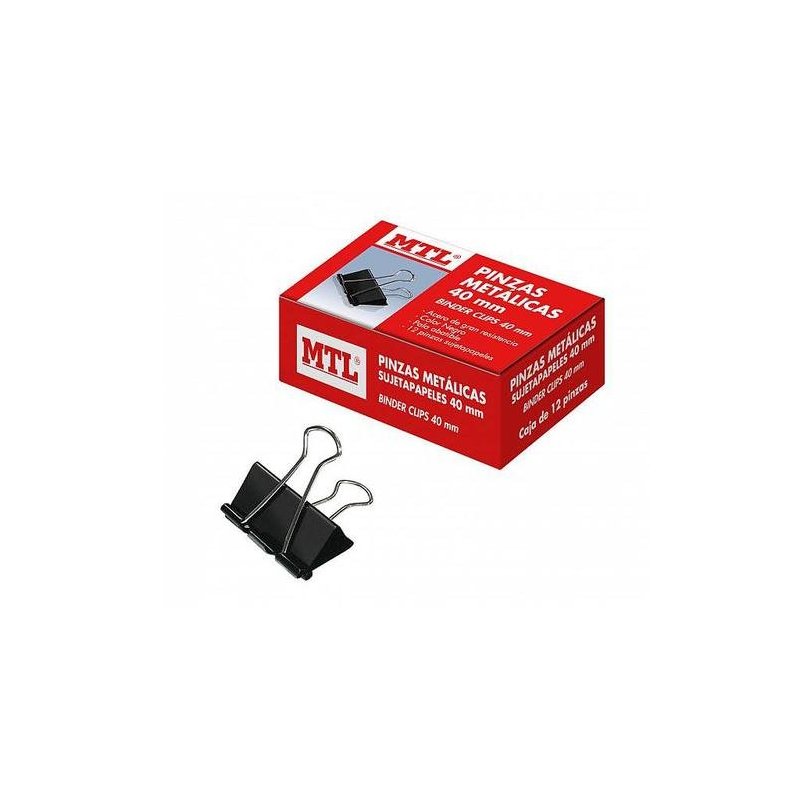 PINZAS CLIP MTL 40MM NEGRO C/12