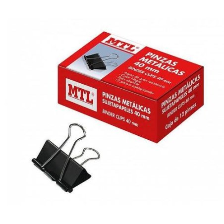 PINZAS CLIP MTL 40MM NEGRO C/12