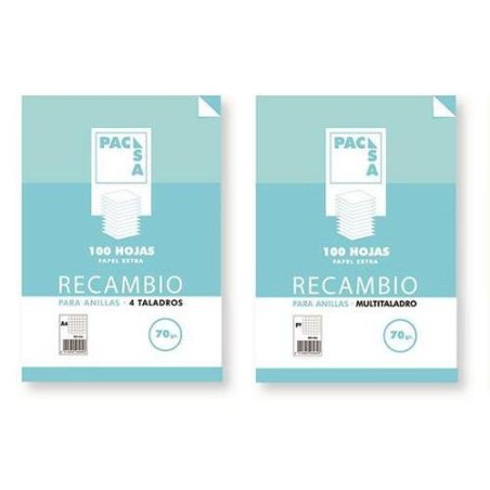 RECAMBIO PACSA 70GR. FOLIO 4T. 100H. CUADROS